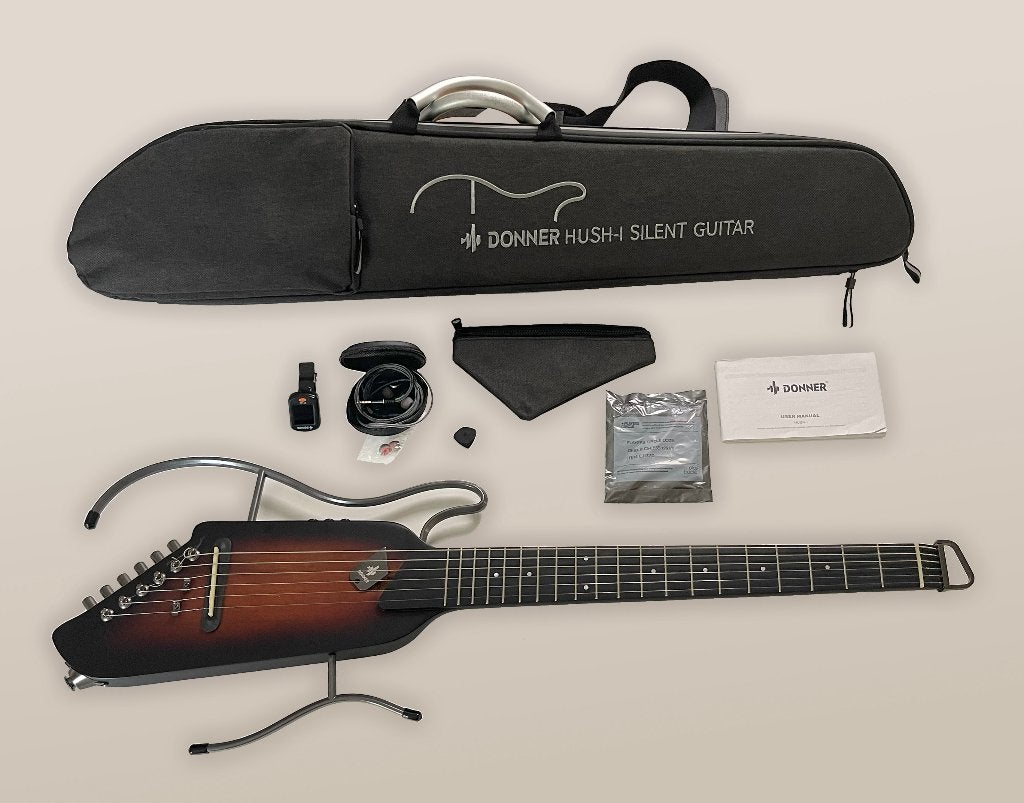 Donner HUSH-I Silent Guitar - Nieuwstaat - Volledige kit, Muziek en Instrumenten, Ophalen, Zo goed als nieuw, Solid body, Overige merken