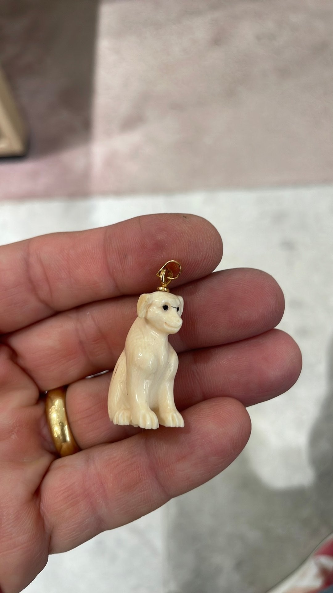 Chien ivoire, Enlèvement ou Envoi, Comme neuf, Autres matériaux, Blanc