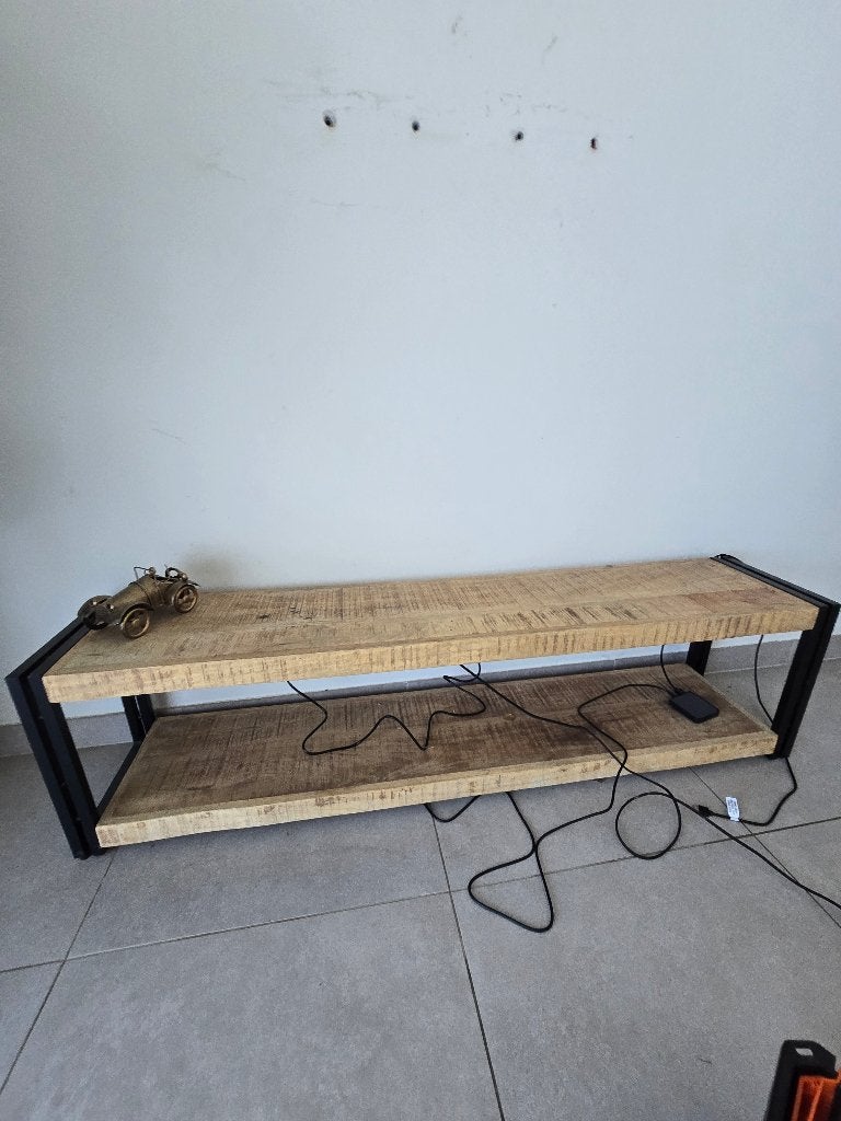 Industrieel tv-meubel sidetable hout met zwart metalen frame, Enlèvement
