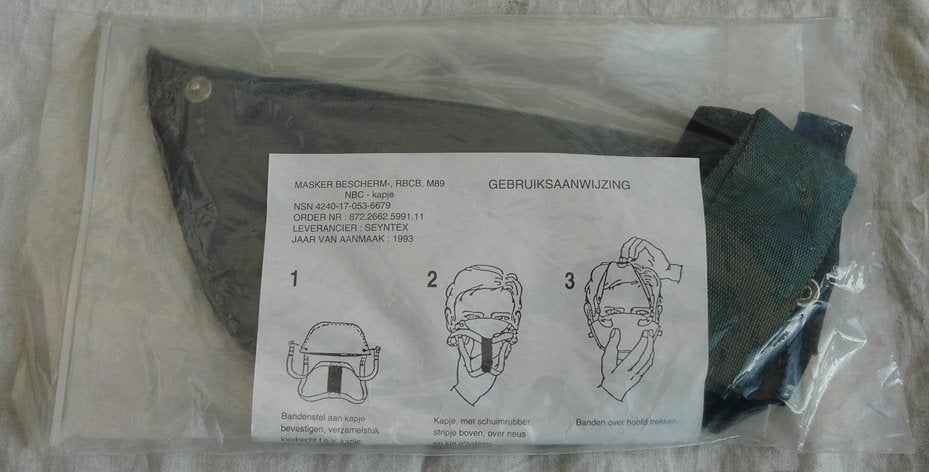Masker Bescherm, RBCB / NBC-kapje, type M89, KL, 1993.(Nr.1), Verzamelen, Militaria | Algemeen, Landmacht, Overige typen, Ophalen of Verzenden