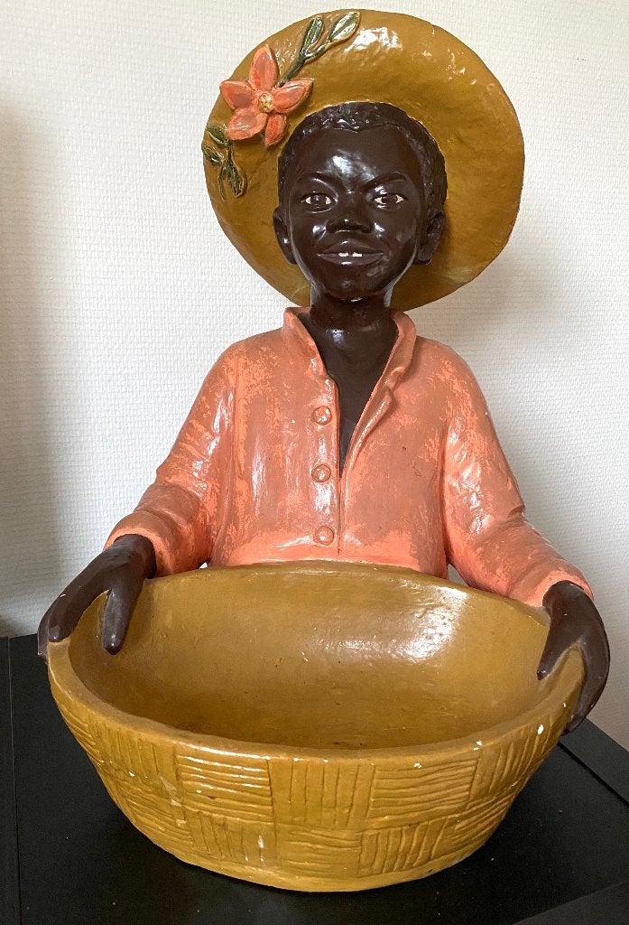 Statue Plâtre Africain Numérotée et Signée Années 1940-50, Antiquités & Art, Art | Art non-occidental, Sculpture, Afrique, Pierre/céramique