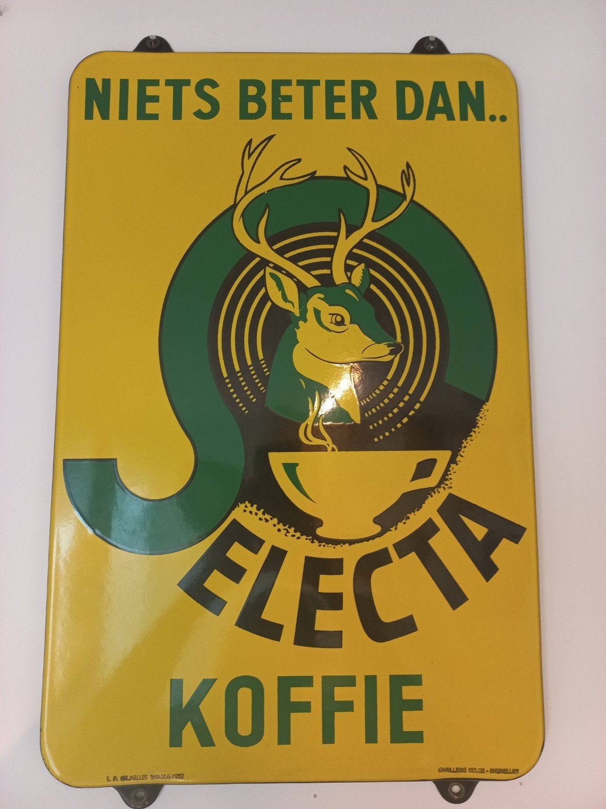 Panneau d'affichage émaillé Selecta Coffee 1952, Enlèvement ou Envoi