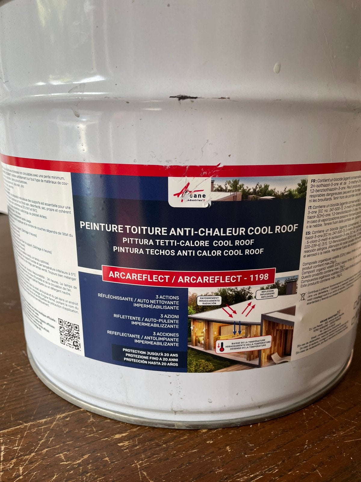 Hitte werende dakverf 10 liter merk Arcane, Doe-het-zelf en Bouw, Verf, Beits en Lak, Ophalen, Wit, Nieuw, Verf