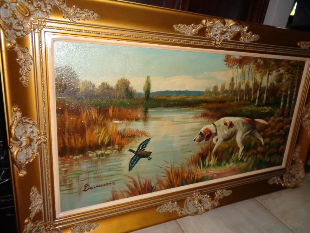 *Prachtige grote gesigneerde schilderij met zéér mooie kader, Antiek en Kunst, Ophalen