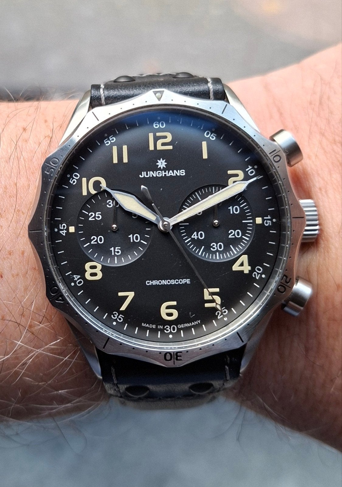 junghans Meister pilot vintage, Montre-bracelet, Autres marques, Enlèvement ou Envoi, Cuir