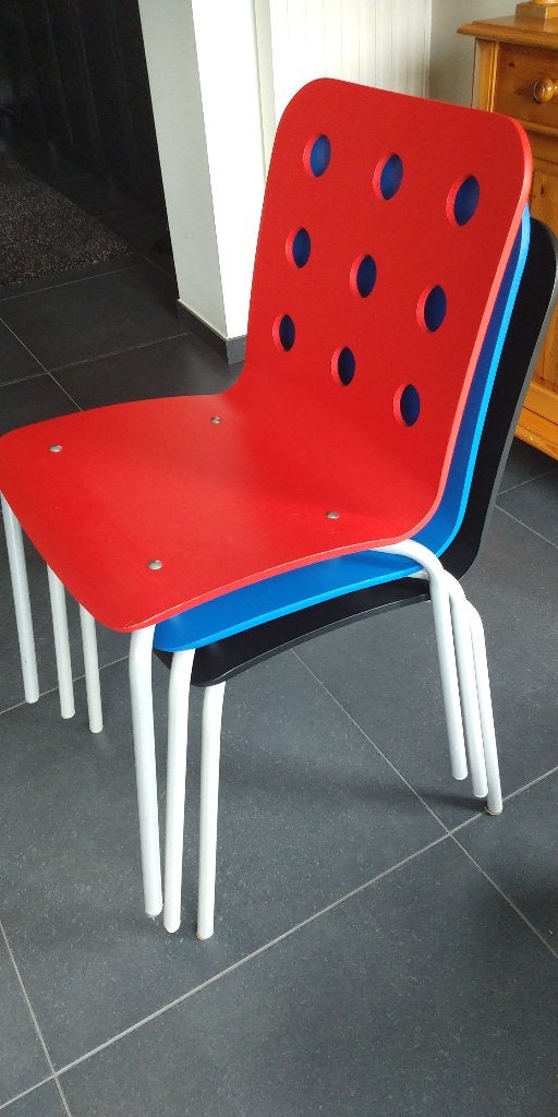3 Ikea stoelen Jules, Ophalen, Zo goed als nieuw, Kunststof, Drie