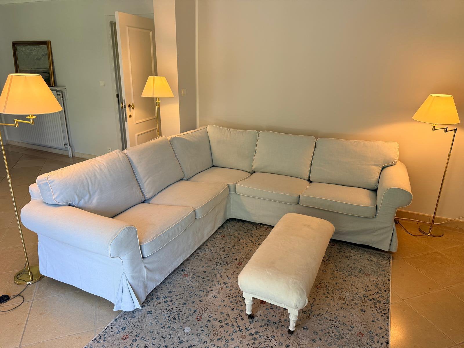 Canapé IKEA EKTORP en coin - 3 jeux de housses disponibles., Enlèvement, Utilisé, Bois, Ikea Ektorp