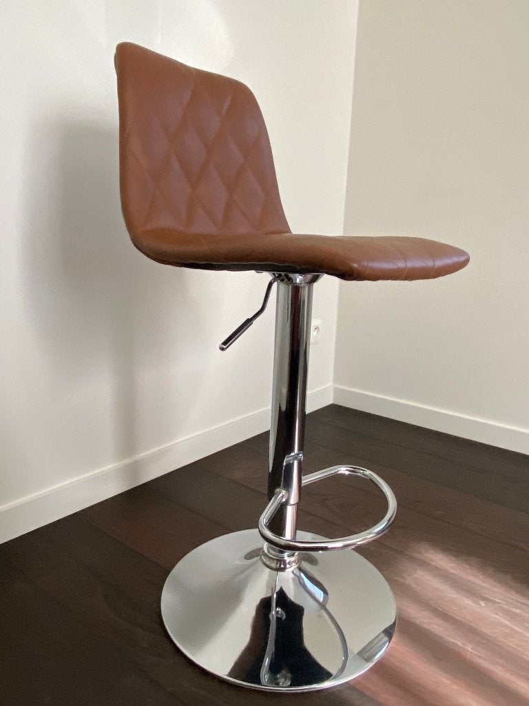 Barstoel, Ophalen, Met voetsteun, 60 tot 90 cm, Leer