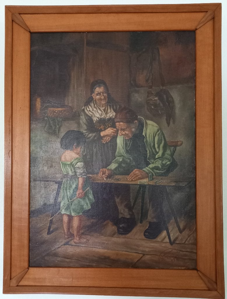 Peinture ancienne 1923, Antiquités & Art, Portrait ou Personnes, Peinture à l'huile, Enlèvement, Réaliste