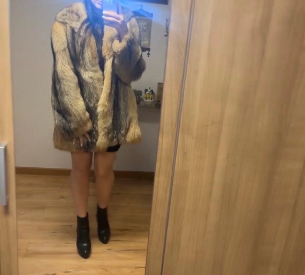 Luxe véritable manteau vintage en fourrure de renard, Enlèvement ou Envoi, Comme neuf, Brun