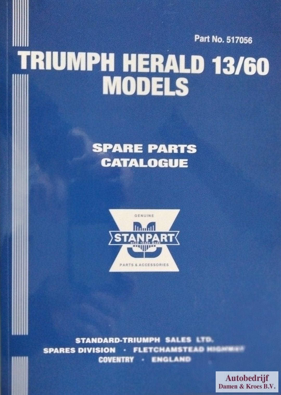 Triumph Herald 13/60 models Spare Parts Catalogue 517056 ISB, Enlèvement ou Envoi