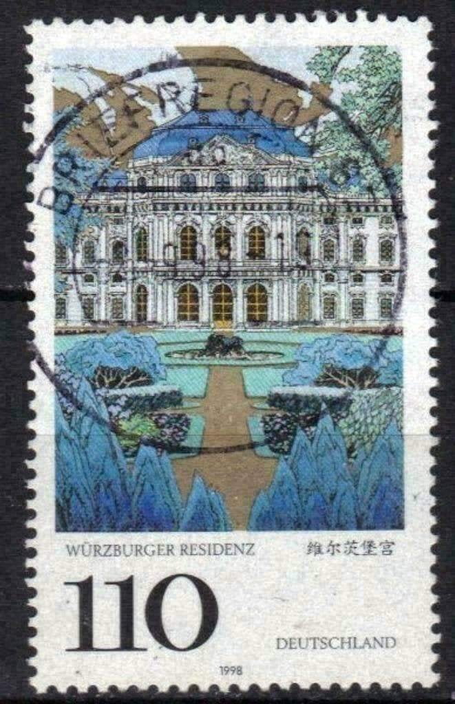 Allemagne 1998 - Yvert 1839 - Résidence de Wurtzbourg (ST), Envoi, Affranchi