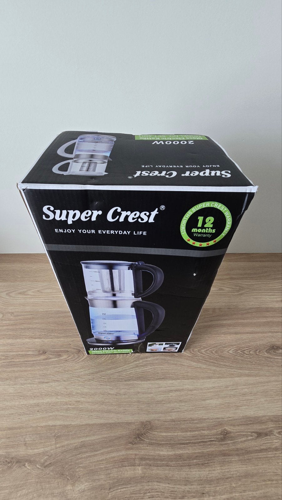 Super Crest Glazen Elektrische Waterkoker & Theepot Set, Ophalen of Verzenden, Nieuw