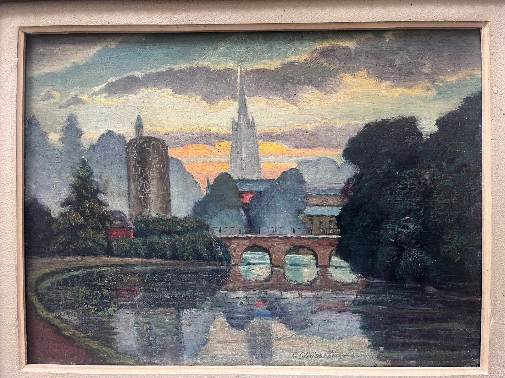 Paysage urbain de Termonde (?) par C.Ghijsselinckx, Enlèvement ou Envoi