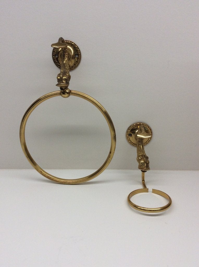 Handdoekring en bekerringhouder  Vintage, Ophalen of Verzenden, Gebruikt, Geel, Overige typen