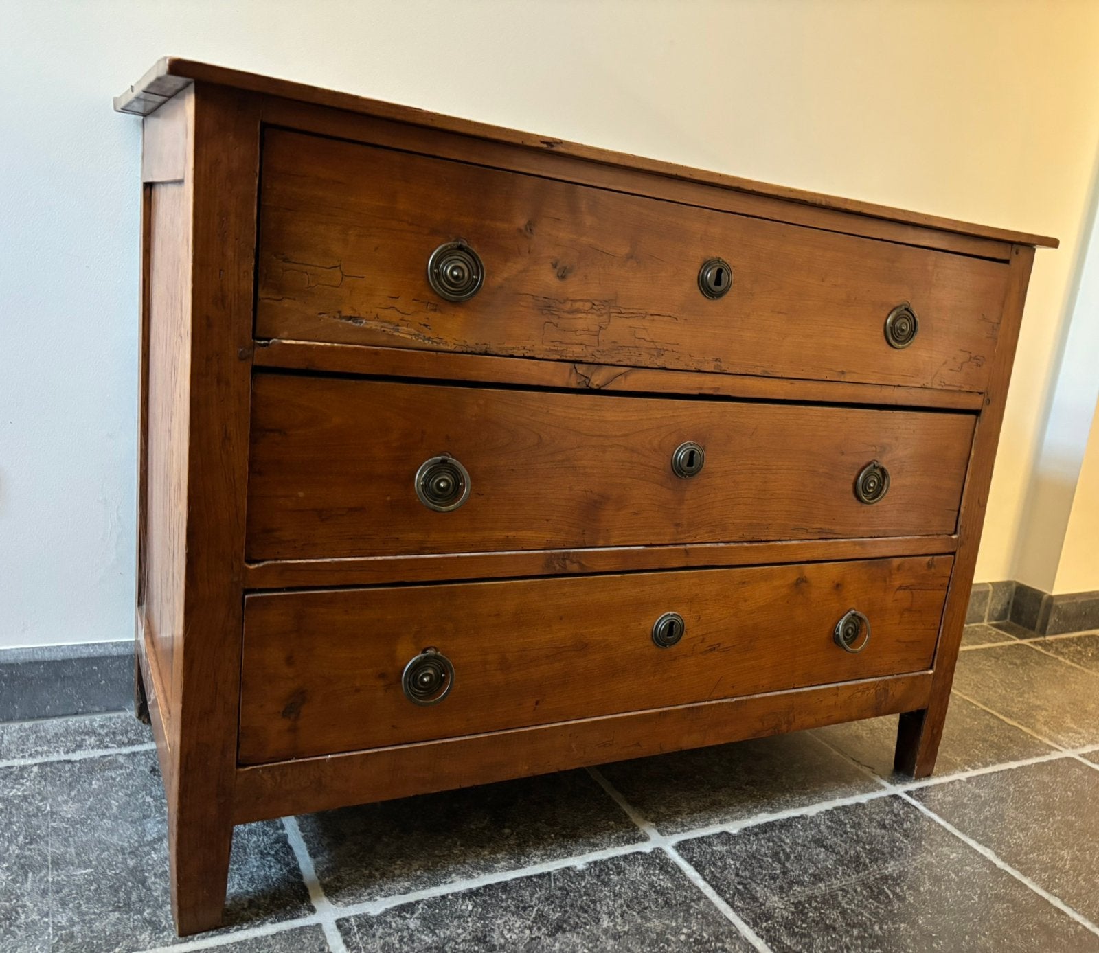 Antieke commode, Gebruikt, 100 tot 150 cm, 75 cm of meer, 3 of 4 laden