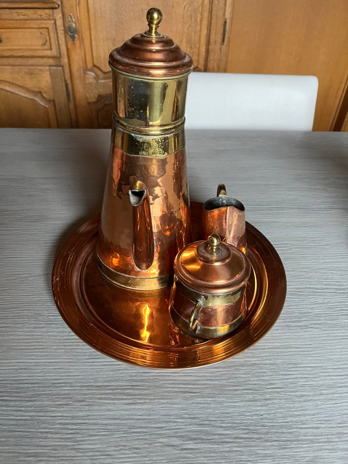 Vintage koperen koffie set, Enlèvement