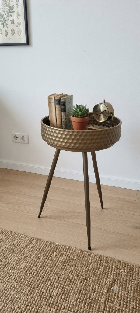 Stijlvol Metalen Bijzettafeltje – Gebruikt, Ophalen, Minder dan 55 cm, Gebruikt, Metaal of Aluminium