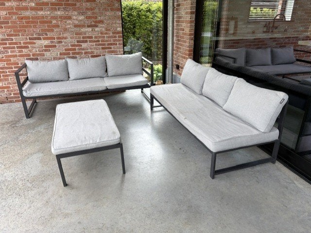 Lanterfant Lounge set + tafel / voetbank, Aluminium, Enlèvement, Utilisé, Banque