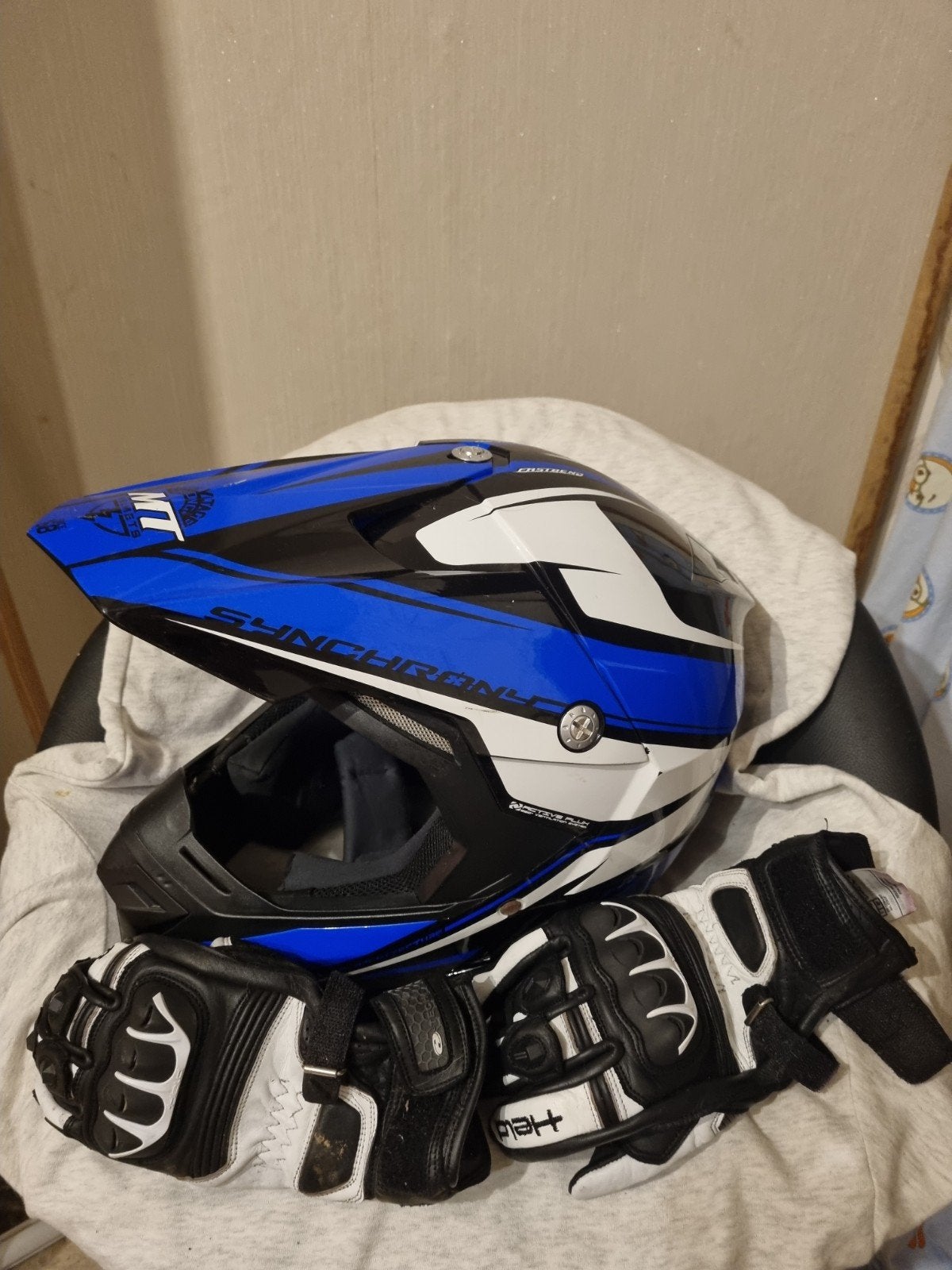 Casque de crosse  plus gants., Motoren, Kleding | Motorhelmen, Ophalen of Verzenden