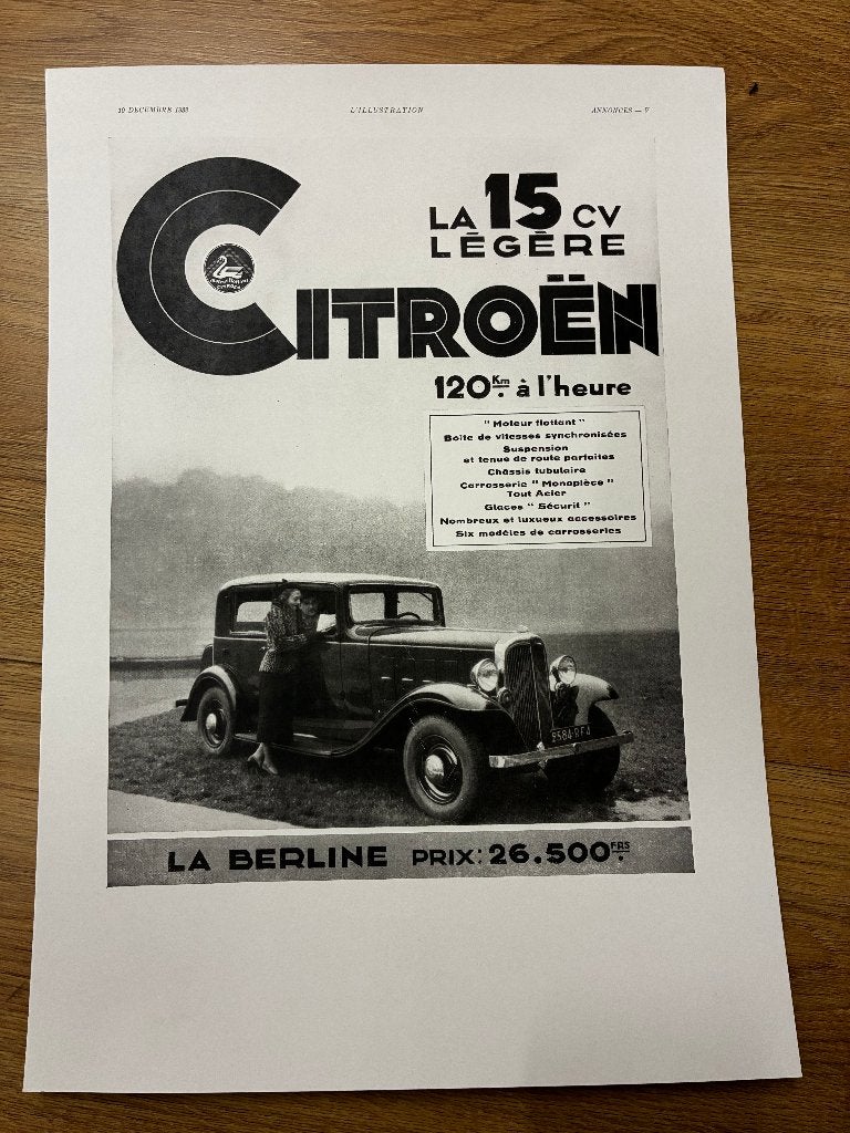 Citroën originele reclame 1930 oldtimer, Ophalen of Verzenden