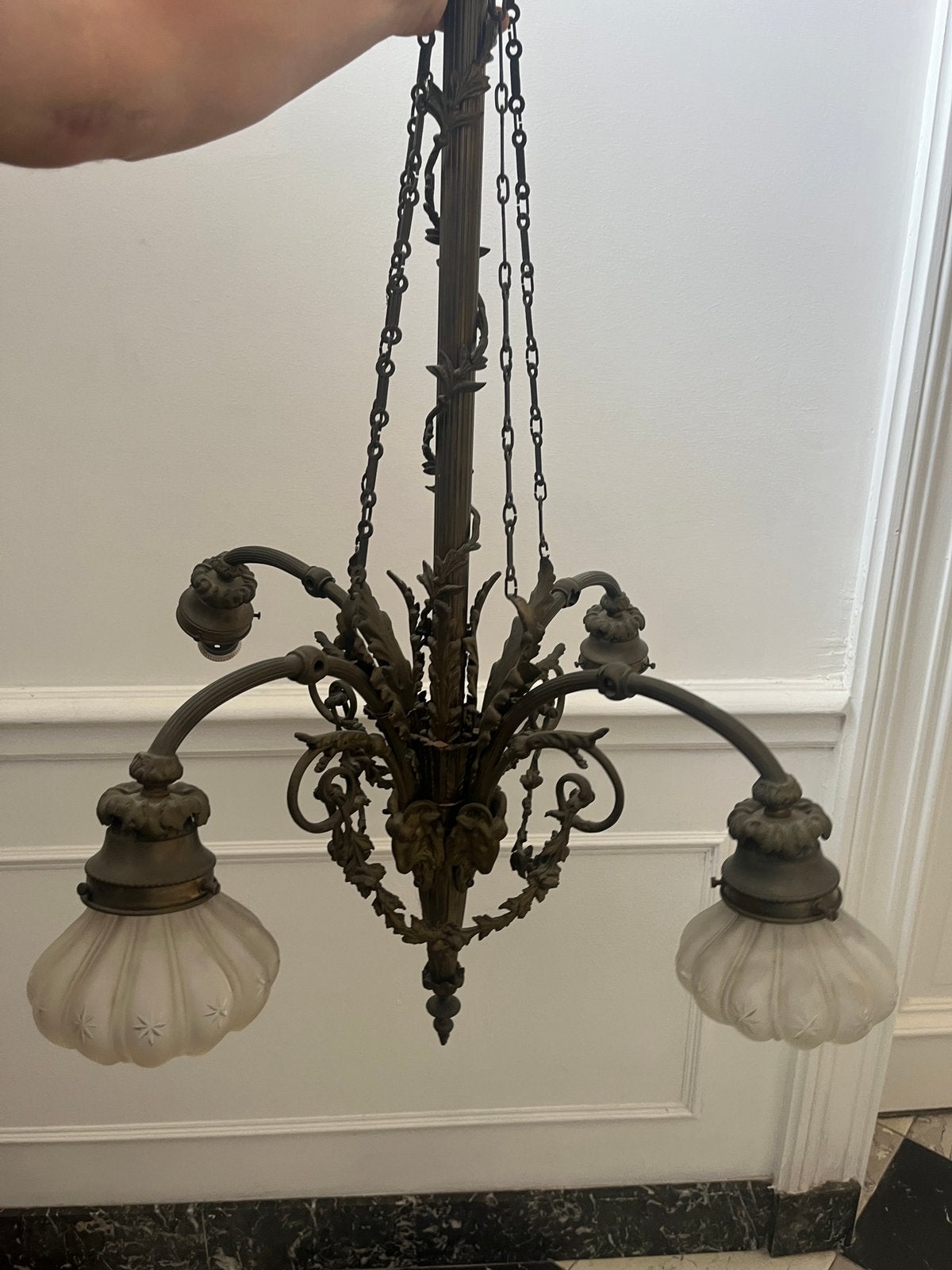 Bronzen antieke kroonluchter, Antiek en Kunst, Ophalen of Verzenden