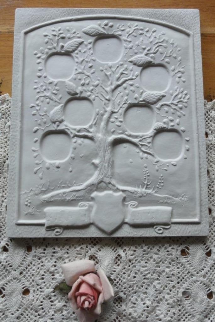Wit gipsen stamboom paneel, wapenschild, appelboom, Ophalen of Verzenden