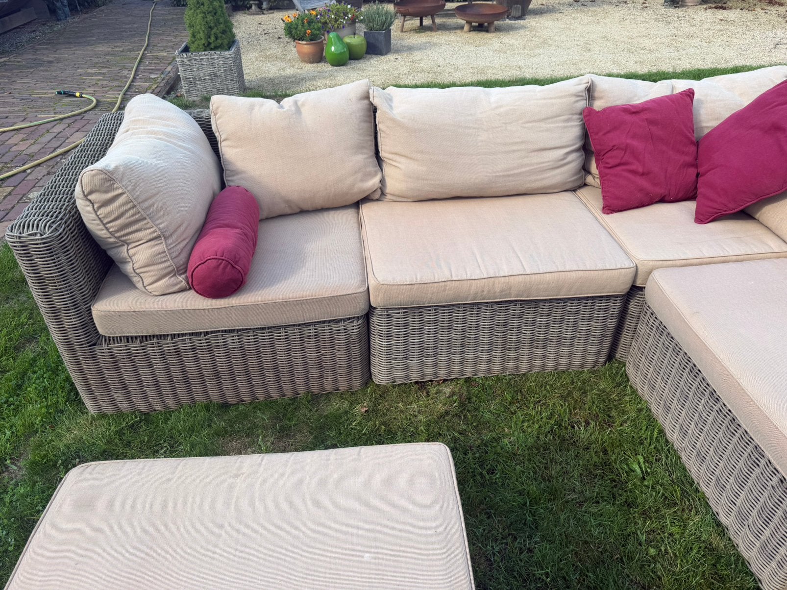 Wicker tuinsalon/ lounge, 5 places, Osier, Enlèvement, Utilisé