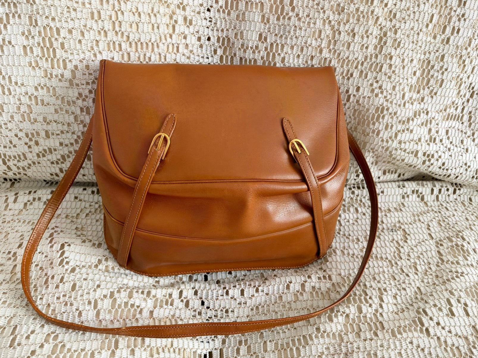 Sac DELVAUX modèle très rare cuir cognac, Enlèvement ou Envoi, Comme neuf
