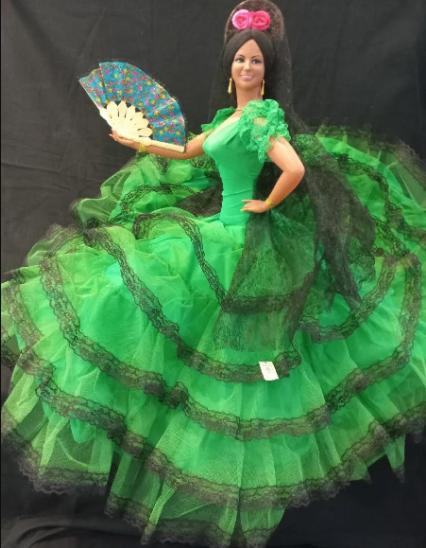 SEVILLANA (65cm) „MARÍN” groen-zwart, Antiek en Kunst, Ophalen of Verzenden