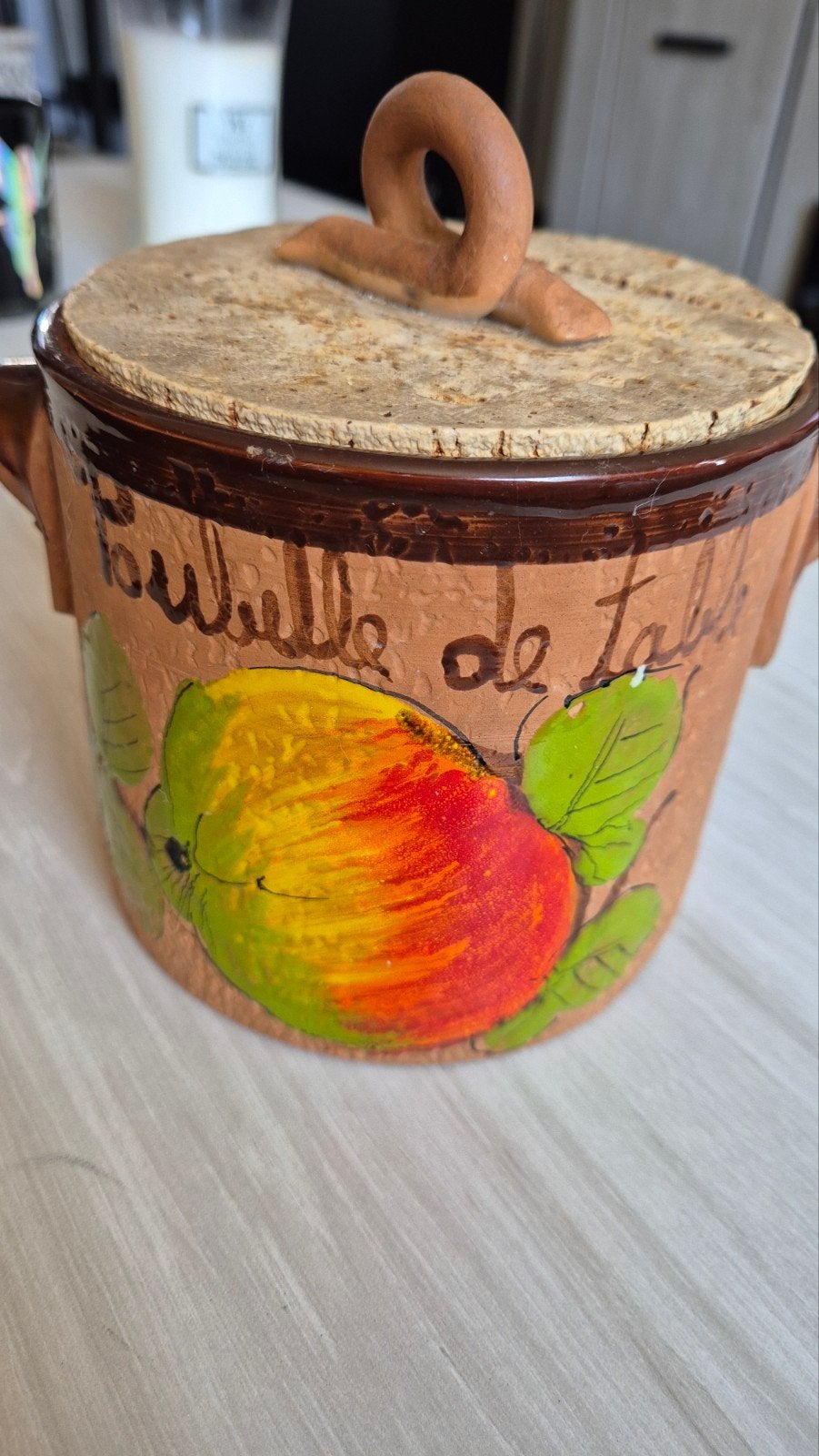 Poubelle de table vintage en terre cuite avec bouchon en liè, Enlèvement