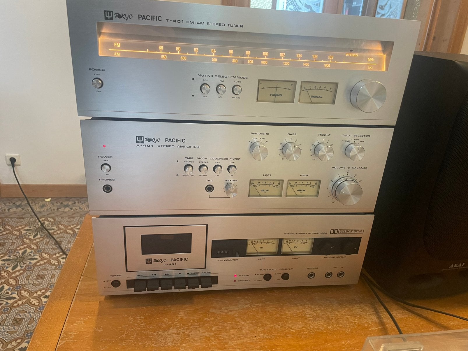 Vintage Tokyo Pacific hifi-set, Audio, Tv en Foto, Stereoketens, Ophalen, Gebruikt, Cassettedeck, Akai