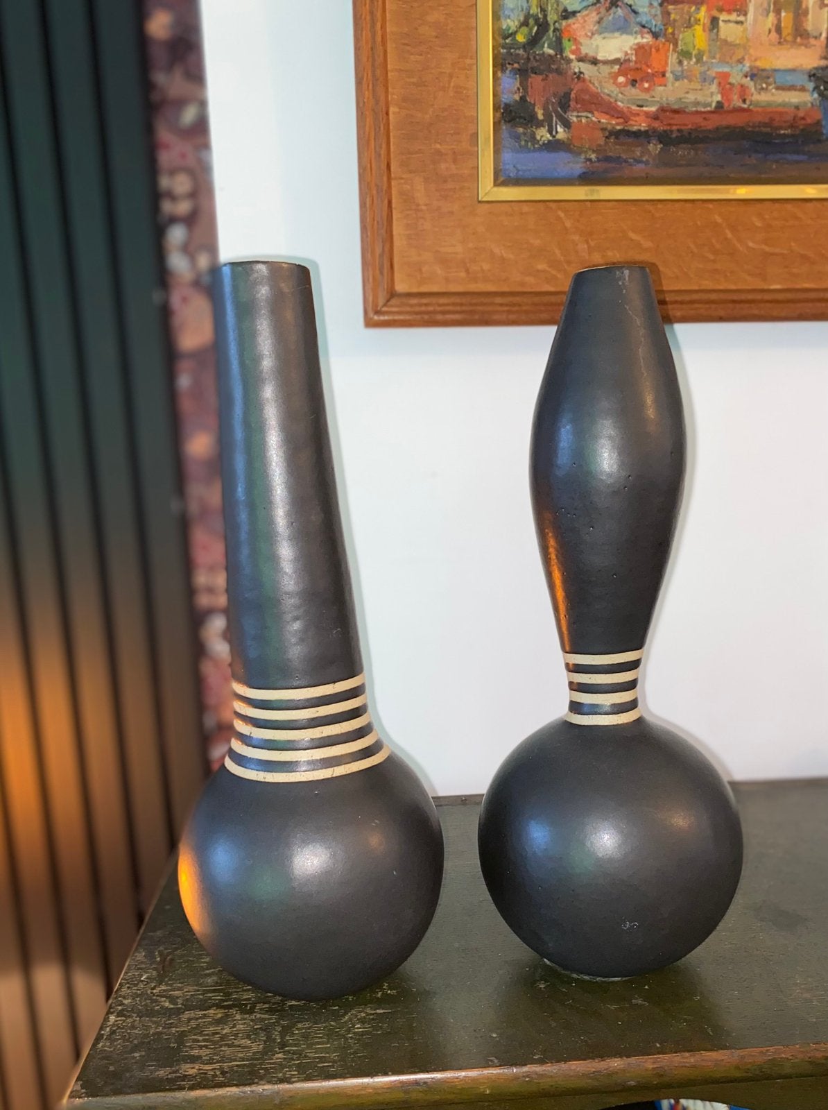 Duo de vases en céramique d’art signés – Hilde Roels, Ophalen, Gebruikt
