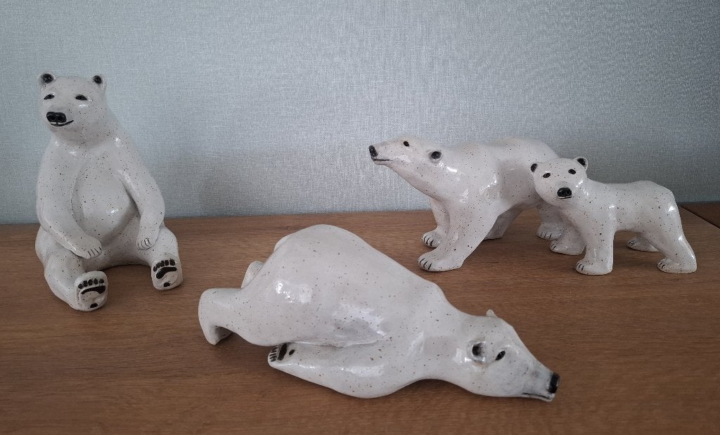 ijsbeer polarbeer beer keramisch handmade, Ophalen of Verzenden