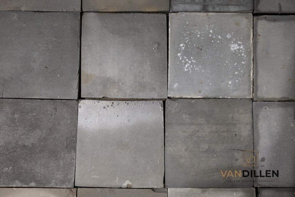 Antieke geribbelde gesmoorde grijze plavuizen 20x20 15M2, Doe-het-zelf en Bouw, Ophalen, Gebruikt, Steen of Klei, Minder dan 50 cm