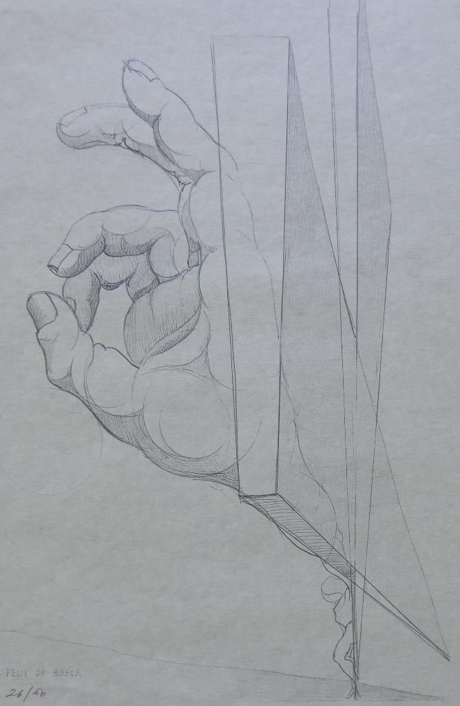 FELIX DE BOECK / HAND / ZW-W LITHO / 45x32cm, Ophalen of Verzenden
