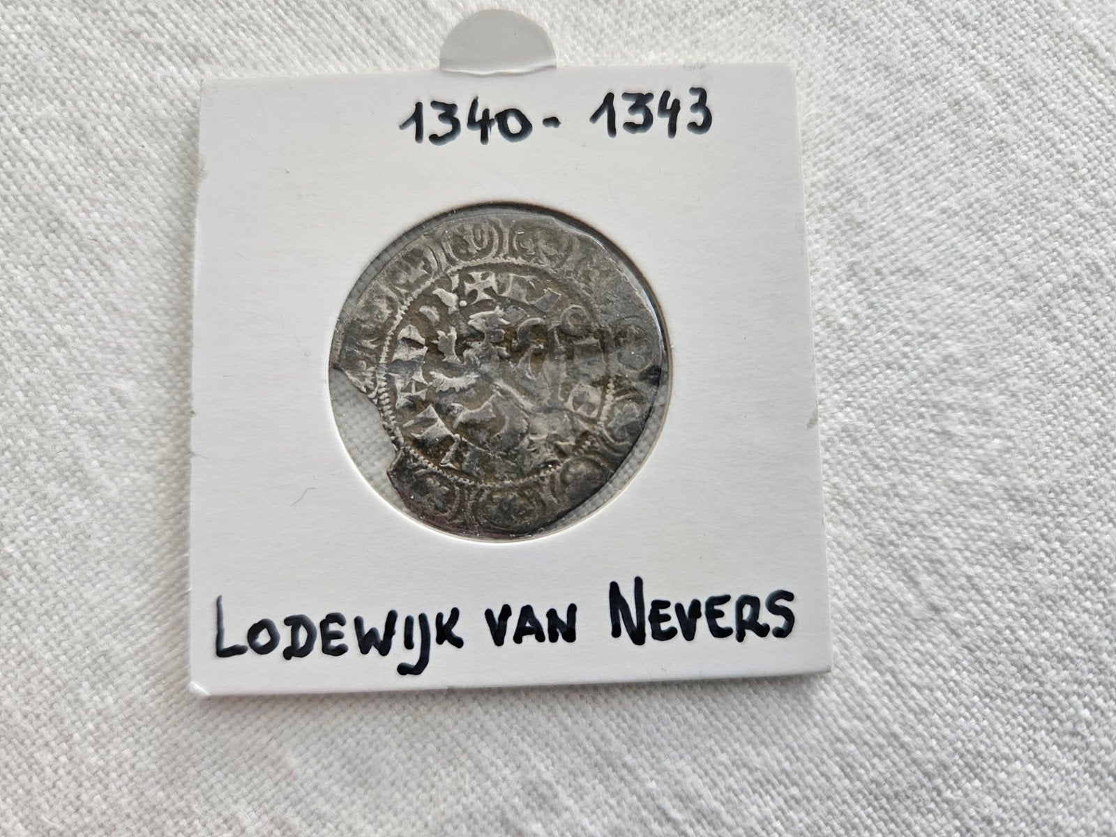 Pièce en argent Lodewijk Van Male, Flandres, XIVe siècle, Envoi