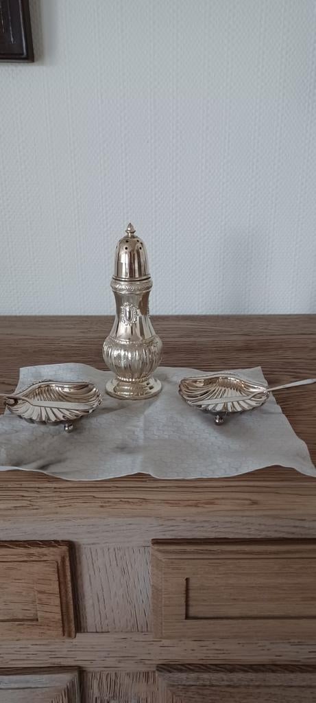 Zilveren botervlootjes+mes, Antiek en Kunst, Ophalen of Verzenden