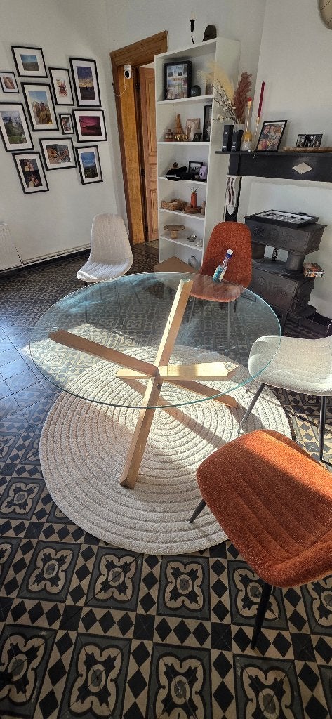 Table en verre ronde, Maison & Meubles, Tables | Tables à manger, Neuf, 100 à 150 cm, Cinq personnes ou plus, Rond