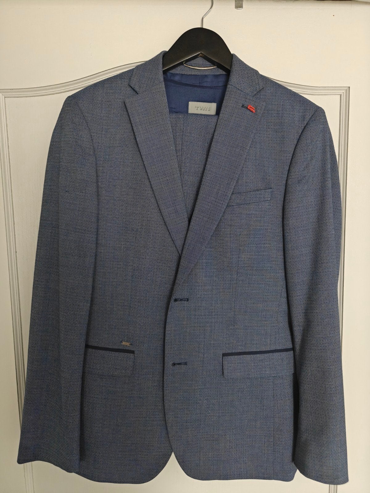 Veste de costume TWN by Damat – Bleu chiné, Taille 46, Kleding | Heren, Kostuums en vesten, Ophalen, D'S damat, Blauw, Zo goed als nieuw