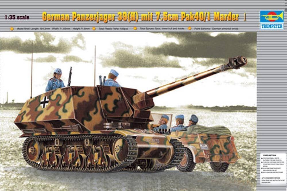 TRUMPETER 00354 PANZERJAGER 39(H) MIT 7,5CM PAK40/1 1/35, Hobby & Loisirs créatifs, Modélisme | Voitures & Véhicules, Neuf, Autres marques