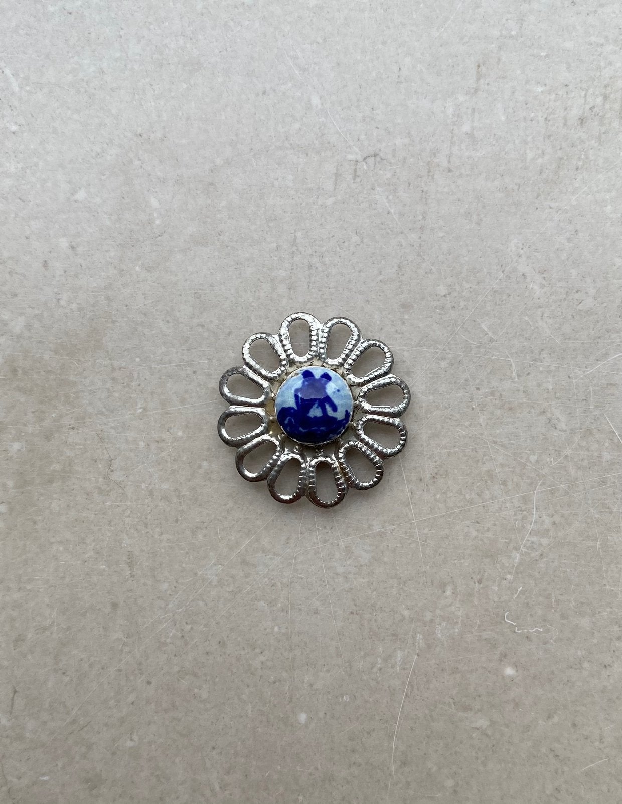 Sieraden/Vintage Delfts blauwe broche (Delfts Blauw), Ophalen of Verzenden, Zo goed als nieuw, Zilver