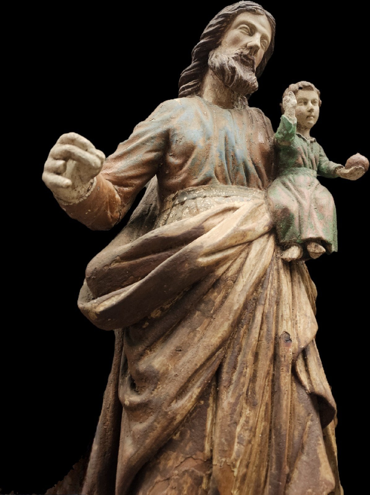 Statue en bois polychrome, Antiquités & Art, Enlèvement