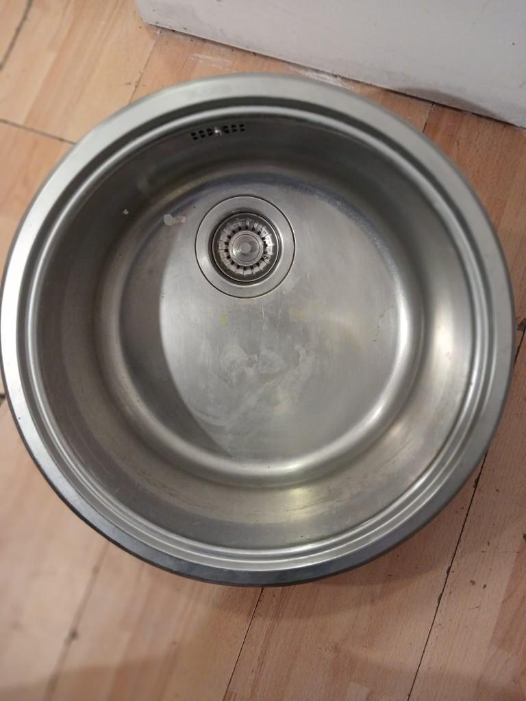 Évier rond en inox à encastrer — À vendre, Bricolage & Construction, Enlèvement ou Envoi, Comme neuf, Inox, Lavabo