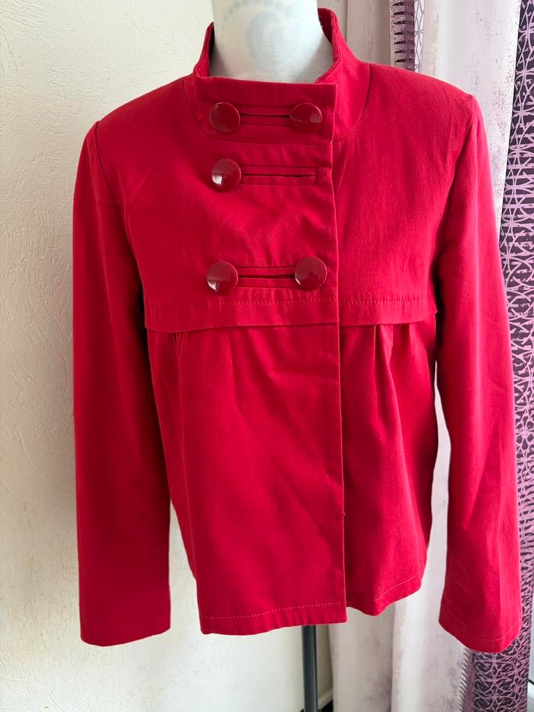Rode jas Xanaka — en glamoureus model  T FR 38/EU 36/B 36, Kleding | Dames, Ophalen of Verzenden, Zo goed als nieuw, Rood