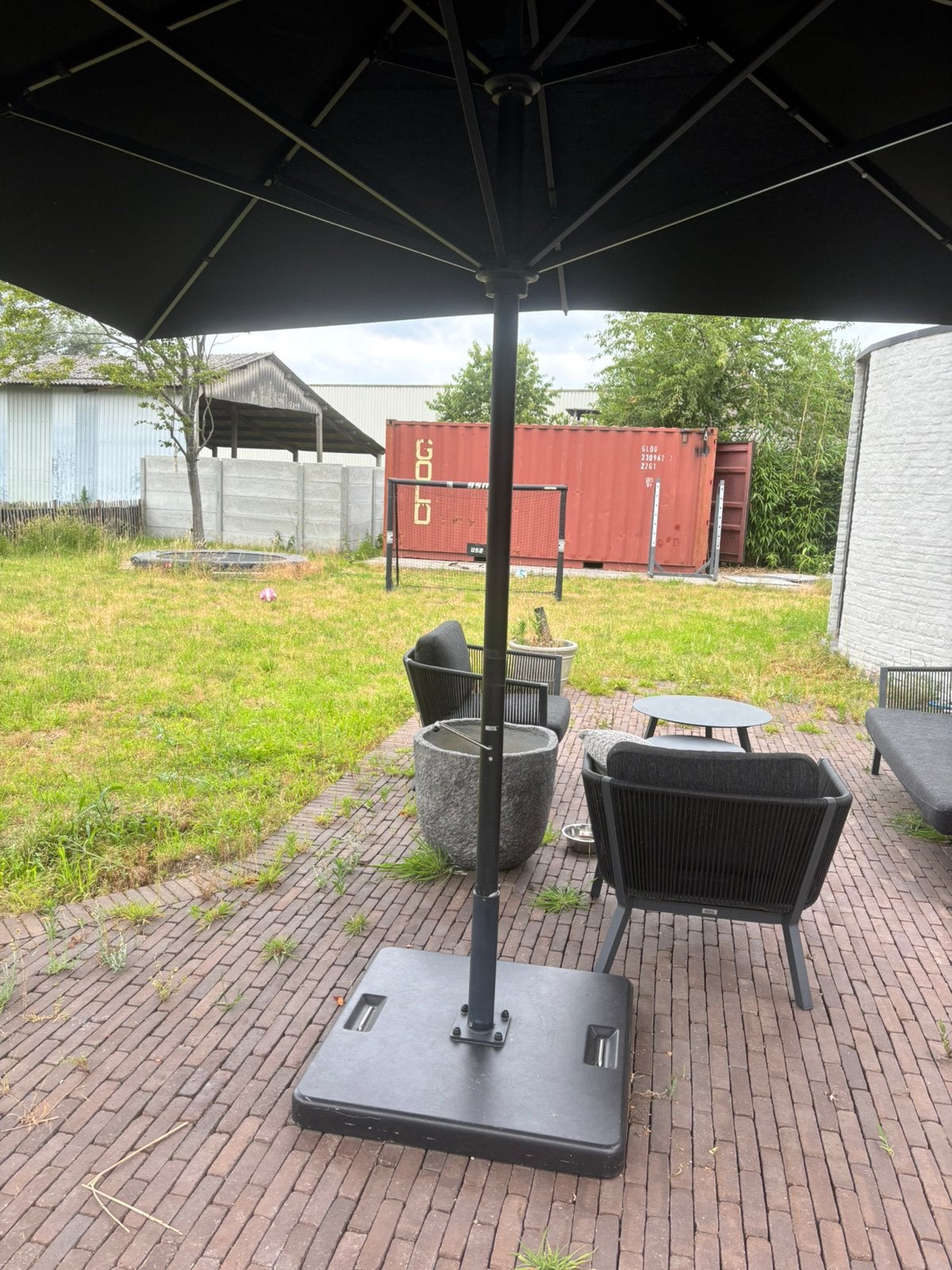 Parasol 4 op 4 meter zwart, Ophalen, Zo goed als nieuw