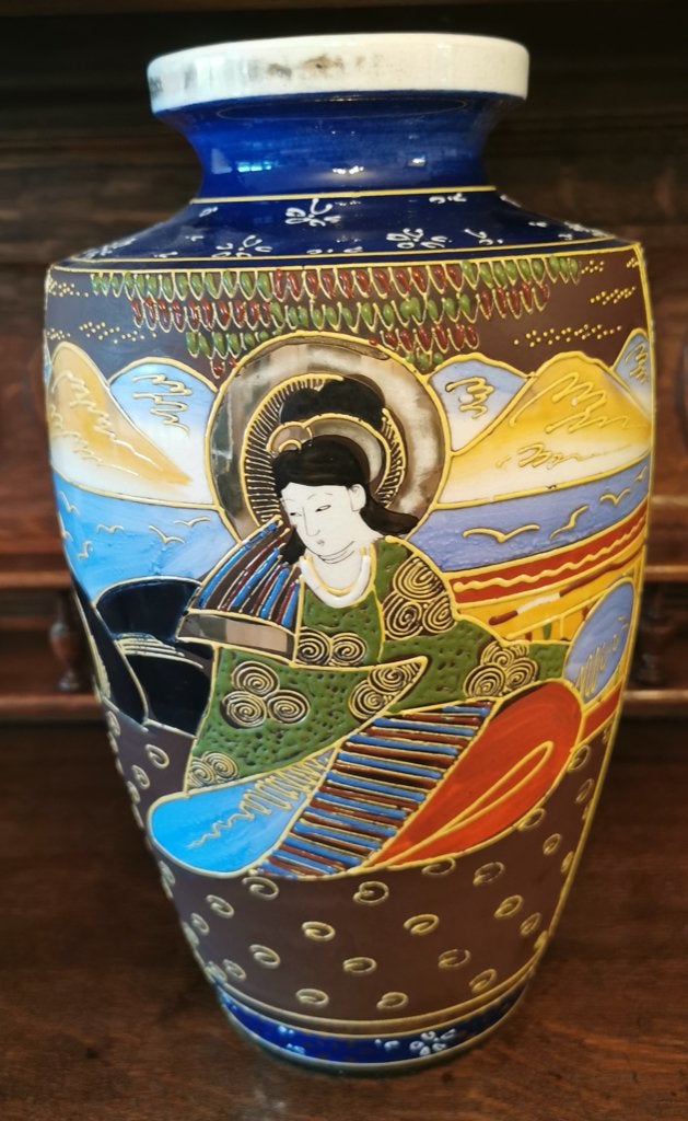 Prachtig Paar Japanse Satsuma Vazen – Moriage Stijl – 31 cm, Antiek en Kunst, Ophalen