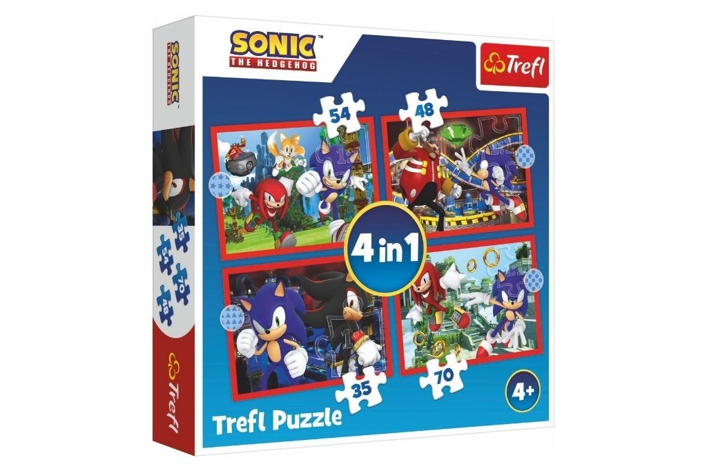 Sonic 4 in 1 Puzzel - 35/48/54/70 stukjes - Trefl Legpuzzel, Enlèvement ou Envoi, Neuf, 4 à 6 ans