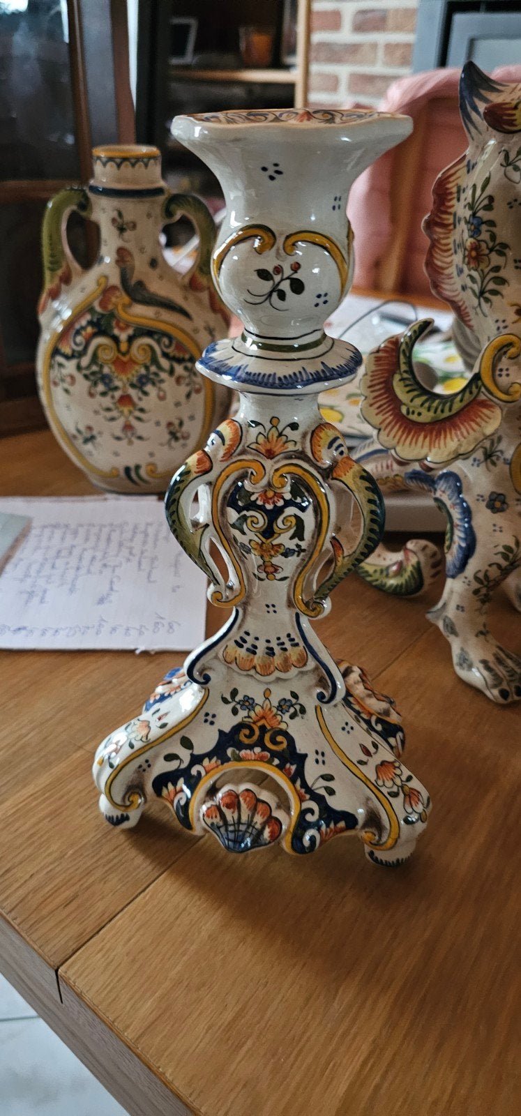 chandelier vintage céramique Rouen avec numéro 28 cm, Enlèvement ou Envoi