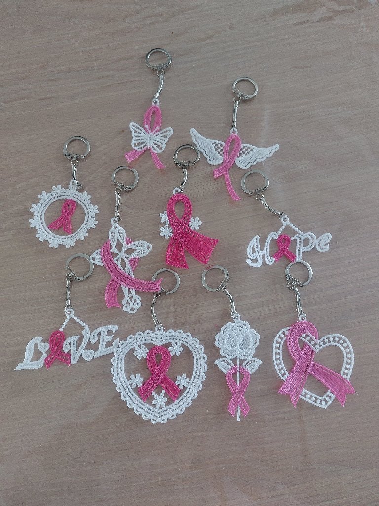 Portes-clés en dentelle "Ruban Rose"., Collections, Porte-clés, Enlèvement ou Envoi, Neuf, Autres types
